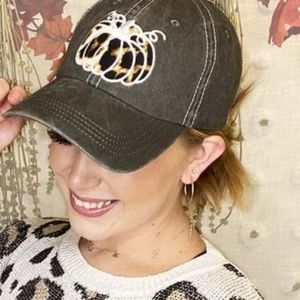 Womens gray pumpkin hat fall cute new obo